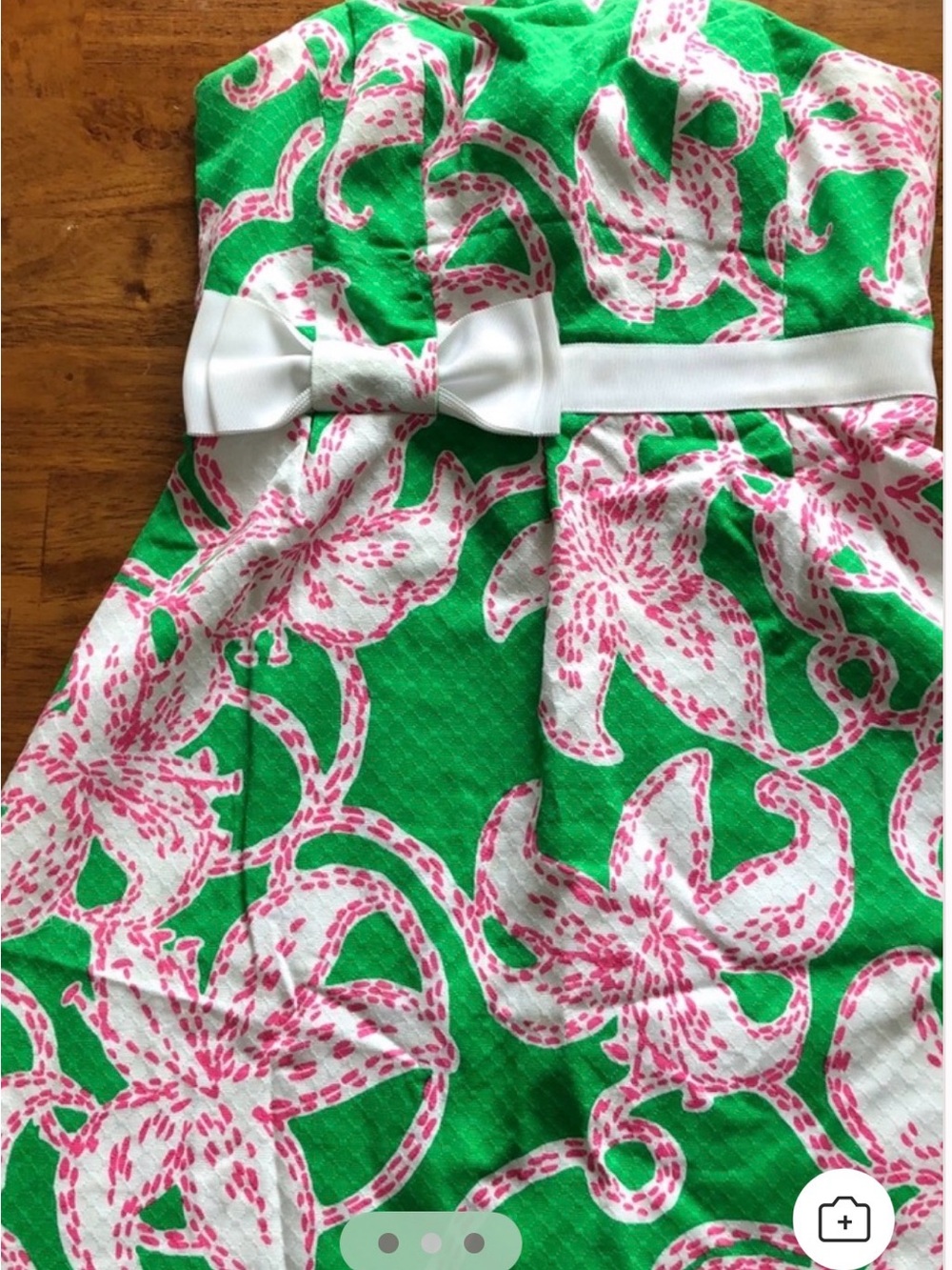 Lilly Pulitzer Green Pink White Strapless Floral Dress - Picture 5 of 6